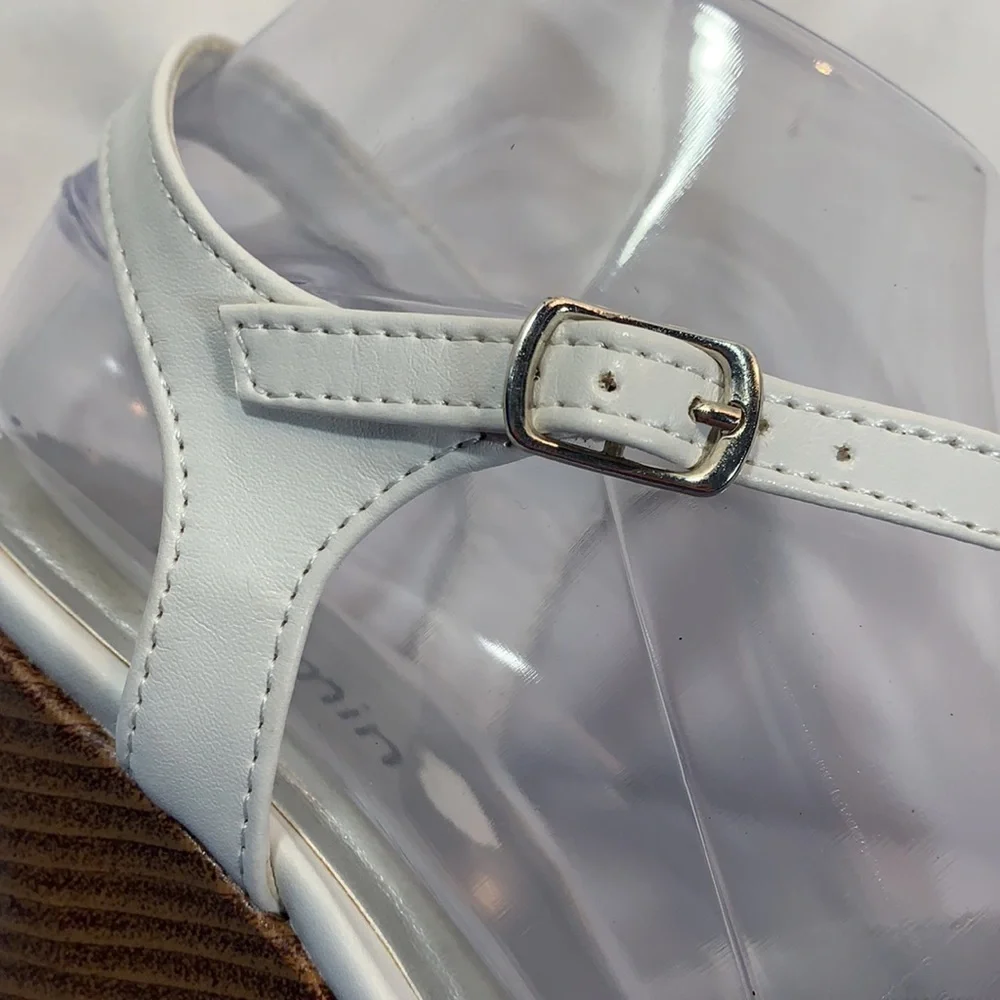Jasmin White Wedge Strappy Sandal.